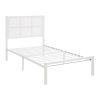 1pc Twin Platform Bed, Metal Frame White Finish Faux Cane Panel Headboard Casual Coastal Bedroom Furniture, Bed in a Box