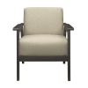 Light Brown Fabric Upholstered Accent Chair 1pc Solid Rubberwood Antique Gray Finish Living Room Furniture
