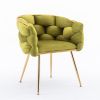 Luxury modern simple leisure velvet single sofa chair bedroom lazy person household dresser stool manicure table back chair olive green