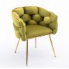 Luxury modern simple leisure velvet single sofa chair bedroom lazy person household dresser stool manicure table back chair olive green
