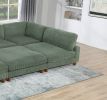 Contemporary Sage Color 6pc Modular Sectional Set Corduroy Upholstery Couch 2x Corner Wedge 3x Armless Chairs 1x Ottoman Living Room