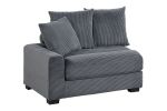 Contemporary Dark Gray 4pc Modular Sectional Set Corduroy Couch LAF & RAF Chairs Armless Chair Ottoman Living Room Furniture