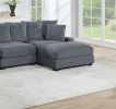 Contemporary Dark Gray 4pc Modular Sectional Set Corduroy Couch LAF & RAF Chairs Armless Chair Ottoman Living Room Furniture