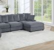Contemporary Dark Gray 6pc Modular Sectional Set Corduroy Couch LAF & RAF Chairs 2x Armless Chairs 2x Ottomans Living Room Furniture