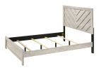 1pc Queen Size Bed Rustic Beige Gray Finish Wooden Bedroom Furniture Geometric Design Chevron Pattern