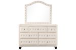 Sophia Modern Style Crystal Tufted Upholstery 5-Drawer Chest finished with Velvet Fabric made with Wood in Cream