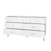 Seven Drawers Large Chest of Drawer Cabinet with Golden Handle and Golden Legs White Color