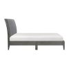 Modern Eastern King Platform Bed 1pc Velvet Upholstered Headboard Gray Finish Solid Wood Legs Bedroom Furniture, Bed in a Box