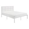 1pc Eastern King Platform Bed, Metal Frame White Finish Faux Cane Panel Headboard Casual Coastal Bedroom Furniture, Bed in a Box