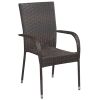 Stackable Patio Chairs 4 pcs Poly Rattan Brown