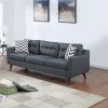 Modern Cozy Sofa Loveseat w Pillows 2pc Sofa Set Blue Gray Polyfiber Couch Tufted Cushions Living Room