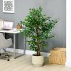 HOMCOM 5ft Artificial Ficus with Pot, Indoor Outdoor Fake Plant for Home Office Living Room Decor