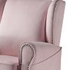 Pink Rolled Arms Swivel Chair with Nailhead Accent