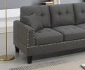 2-PCS SECTIONAL SET Living Room Furniture LAF Sofa And RAF Chaise Dark Coffee Color Linen Like Fabric Tufted Couch