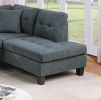 Living Room Furniture 2-PCS Sectional Sofa Set LAF Sofa And RAF Chaise Ash Black Color Tweeted-Like Velvet Tufted Couch Nailheads