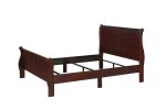 Louis Phillipe Brown Cherry Finish Twin Size Youth Panel Sleigh Bed Solid Wood Wooden Bedroom Furniture