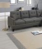 2-PCS SECTIONAL SET Living Room Furniture LAF Sofa And RAF Chaise Dark Coffee Color Linen Like Fabric Tufted Couch