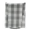 Grey and White Rolled Arm Swivel Chair with Glider
