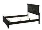 Modern 1pc Black Finish King Size Panel Bed Wooden Fabric Upholstered Headboard Crystal-Like Button Tufted Fabric Bedroom Furniture