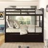 Twin Bunk Bed with Ladder, Safety Rail, Twin Trundle Bed with 3 Drawers for Teens Bedroom, Guest Room Furniture(Espresso)(OLD SKU :LP000071AAP)
