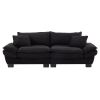 Corduroy Sofa Sleeper Couch Loveseat Sofa with Pillows Comfy Upholstered Deep Seat Sofa for Bedroom,Living Room,Apartment,Office,Dorm-Black Corduroy