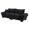 Corduroy Sofa Sleeper Couch Loveseat Sofa with Pillows Comfy Upholstered Deep Seat Sofa for Bedroom,Living Room,Apartment,Office,Dorm-Black Corduroy