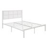 1pc Eastern King Platform Bed, Metal Frame White Finish Faux Cane Panel Headboard Casual Coastal Bedroom Furniture, Bed in a Box