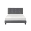 1pc Full Platform Bed Dark Gray Velvet Upholstered Adjustable Height Headboard Button Tufted Solid Wood Bedroom Furniture