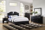 Black Faux Leather Unique Design Headboard 1pc Queen Size Bed Bedroom Furniture Nailhead Upholstered Modern Bedframe