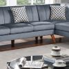 Contemporary 2-Pcs Sectional Set Living Room Furniture Dark Gray Velvet Couch Left Facing Sofa, Right Facing Loveseat Wedge Plush Cushion