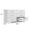 White color Large 6 drawers chest of drawer dressers table with golden handle