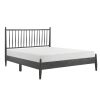 Mid-Century Modern Design Full Platform Bed 1pc Gray Finish Wooden Bedroom Furniture Vertical Slats Headboard, Bed in a Box