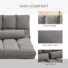 Convertible Floor Sofa Chair, Folding Couch Bed, Guest Chaise Lounge with 2 Pillows, Adjustable Backrest and Headrest, Dark Gray