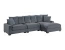 Contemporary Dark Gray 4pc Modular Sectional Set Corduroy Couch LAF & RAF Chairs Armless Chair Ottoman Living Room Furniture