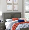 Cool Gray Finish 1pc Full Size Bed Louvered Panel Headboard Footboard Transitional Style Bedroom Wooden Furniture