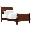 Classic Louis Philipe Style Twin Size Bed Brown Cherry Finish 1pc Traditional Design Bedroom Furniture Sleigh Bed