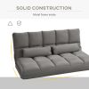 Convertible Floor Sofa Chair, Folding Couch Bed, Guest Chaise Lounge with 2 Pillows, Adjustable Backrest and Headrest, Dark Gray