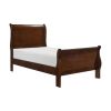 Classic Louis Philipe Style Twin Size Bed Brown Cherry Finish 1pc Traditional Design Bedroom Furniture Sleigh Bed