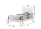 1pc Twin Size White Finish Panel Bed Geometric Design Frame Softly Curved Headboard Wooden Youth Bedroom Furniture