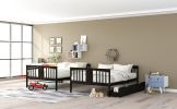Full over Full Bunk Bed with Drawers and Ladder for Bedroom, Guest Room Furniture-Espresso(OLD SKU :LP000205AAP)