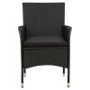 Patio Chairs with Cushions 2 pcs Poly Rattan Black