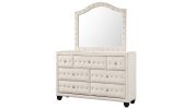 Sophia Modern Style Crystal Tufted Upholstery 5-Drawer Chest finished with Velvet Fabric made with Wood in Cream