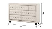 Sophia Modern Style Crystal Tufted Upholstery 5-Drawer Chest finished with Velvet Fabric made with Wood in Cream
