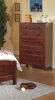 Contemporary Dark Oak Finish 1pc Chest of Drawers Plywood Pine Veneer Bedroom Furniture 5 drawers Tall chest