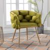 Luxury modern simple leisure velvet single sofa chair bedroom lazy person household dresser stool manicure table back chair olive green