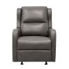 Gray Faux Leather Upholstery Glider Reclining Chair 1pc Living Room Furniture Comfort Seating Gentle Motion