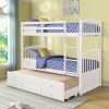 Twin Bunk Bed with Ladder, Safety Rail, Twin Trundle Bed with 3 Drawers for Teens Bedroom, Guest Room Furniture(White)(OLD SKU :LP000071AAK)