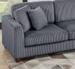 Contemporary 2pc Sectional Set XL Plush Corduroy Fabric Dark Gray LAF Sofa RAF Round Chaise w Pillows Living Room Couch