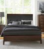 Dark Cherry Finish 1pc Queen Sleigh Bed Button-Tufted Faux-Leather Upholstered Headboard Transitional Style Bedroom Furniture