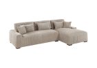 Modern 2pc Sectional Set XL Plush Corduroy Fabric Camel Color LAF Sofa RAF Chaise Living Room Couch